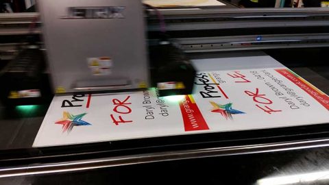 Corflute sheet being printed