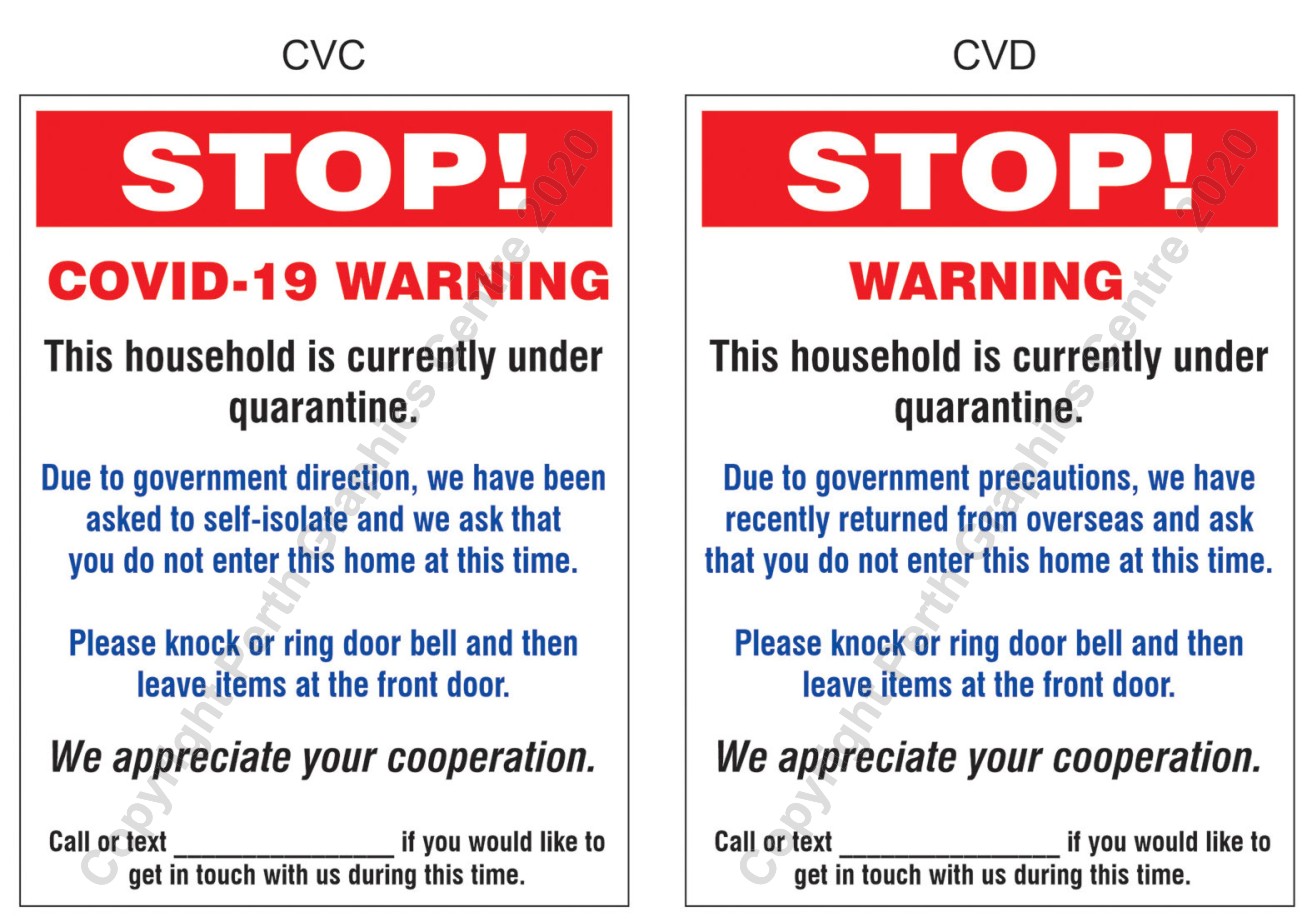 Adhesive Sign Sticker Notice Self Isolating Leave Deliveries by Door Quarantine 